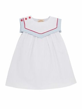 The Beaufort Bonnet Company (TBBC) Sarah Sailboat Dress in white seersucker